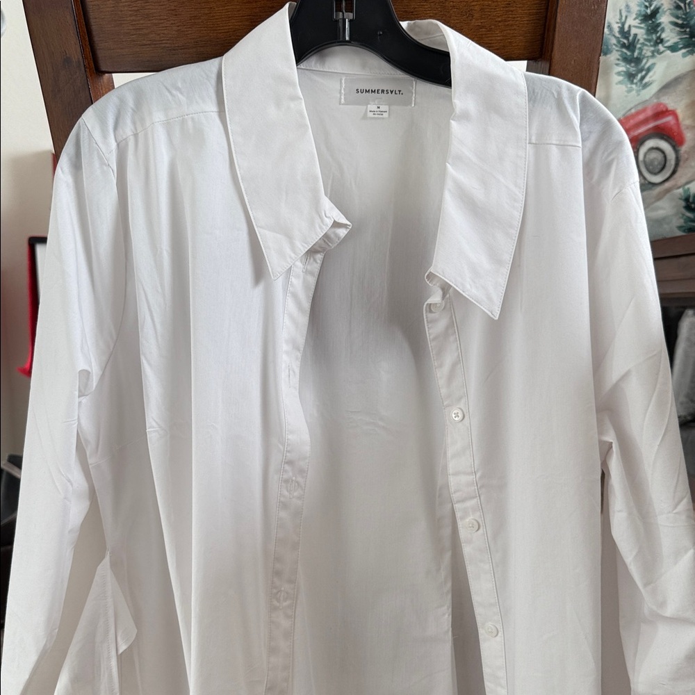Summersalt Women's White Button Down Tie-Wrap  Shirt
